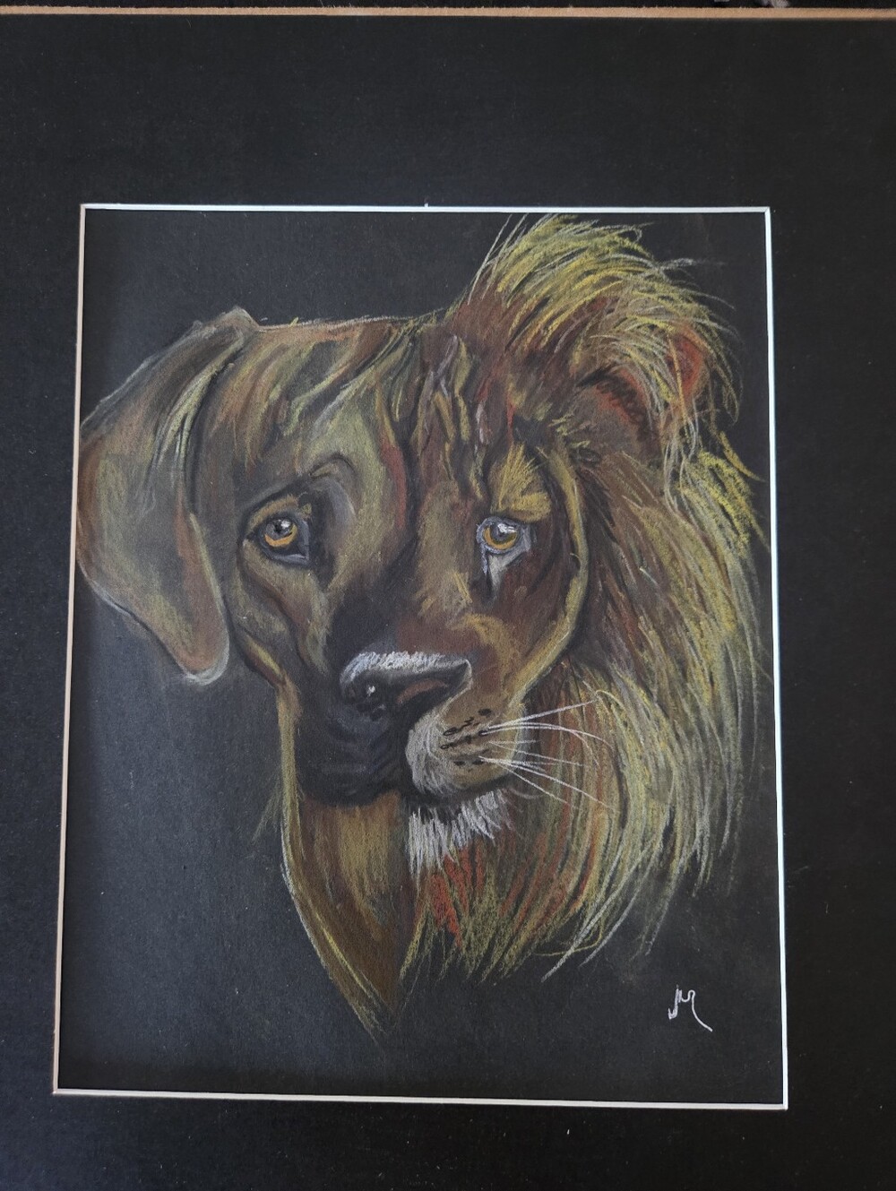 Originl Signed Rhodesian Ridgeback Pastel Framed 11 X 14